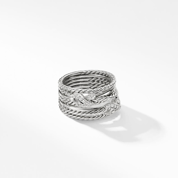 David Yurman Double X Crossover with Diamonds Ring - Picture 1 of 4